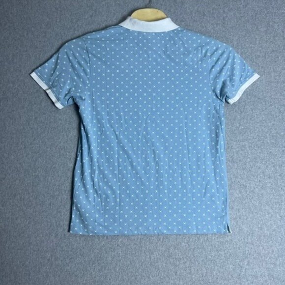 Kenneth Cole New York Men's Light Blue with White Pattern Polo Shirt Size Medium - Picture 2 of 6